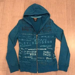 Harley Davidson teal hoody